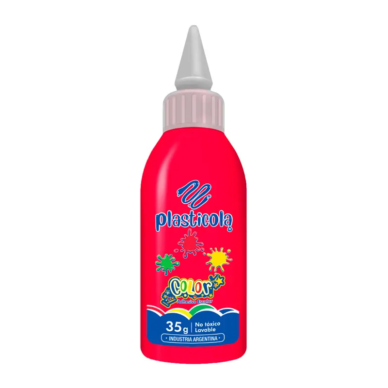 Adhesivo color Plasticola rojo, 40g. pack de 12 unidades