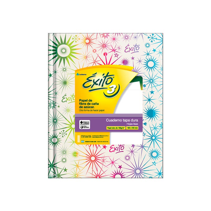 Cuaderno Éxito E3 tapa Cartón, 19x24cm. 48 hojas lisas