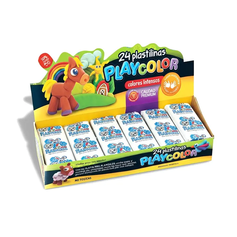 Plastilina Playcolor blanco, caja de 24 barras