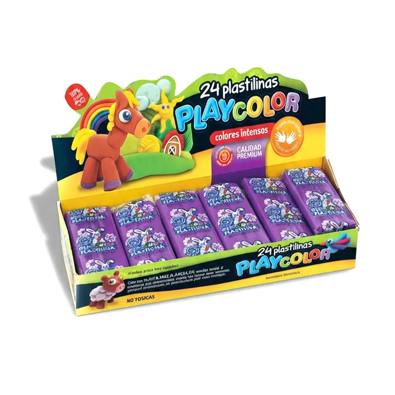 Plastilina Playcolor violeta, caja de 24 barras