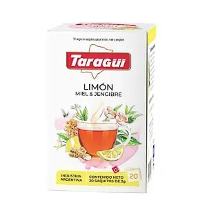 Té Limon/Jengibre Taragüí, caja de 20 saquitos
