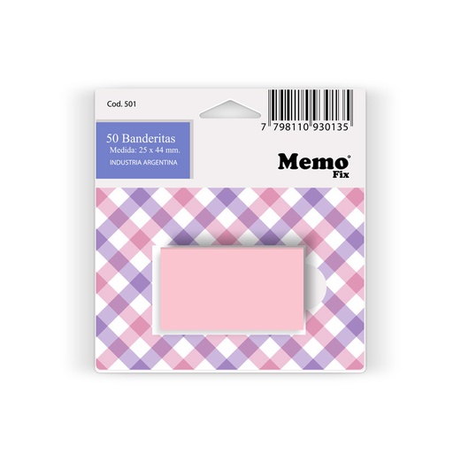 [MEMOBANPROS] Banderitas MemoFix rosa pastel, blister de 50 unidades