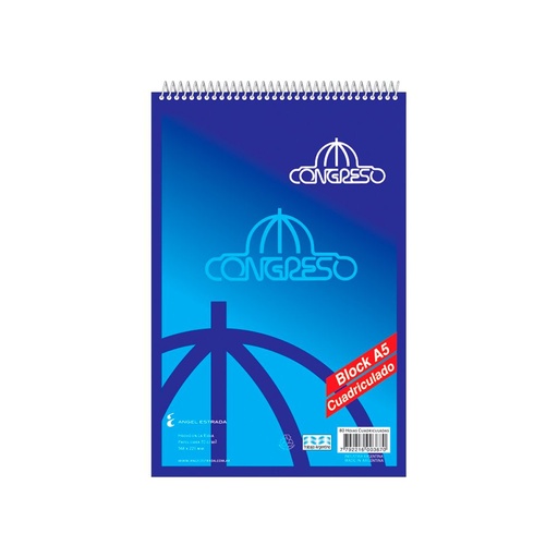 [CONGRESOA5C] Block A5 espiralado Congreso, 80 hojas cuadriculadas
