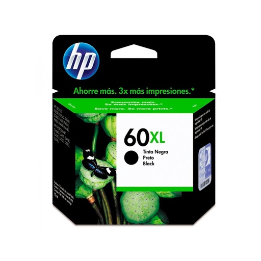 [HPCAR60XLNE] CARTUCHO ORIGINAL HP 60XL CC641WL, Alto Rendimiento, Negro