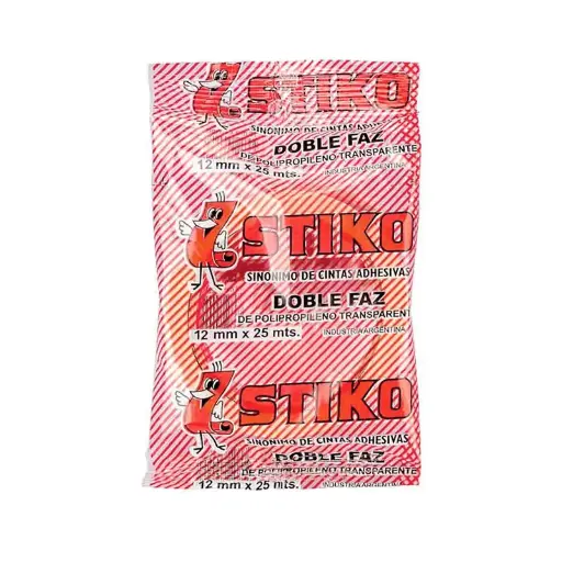[STIKO1225] Cinta adhesiva 12mm. x 25mts. Stiko Doble Faz bifaz 