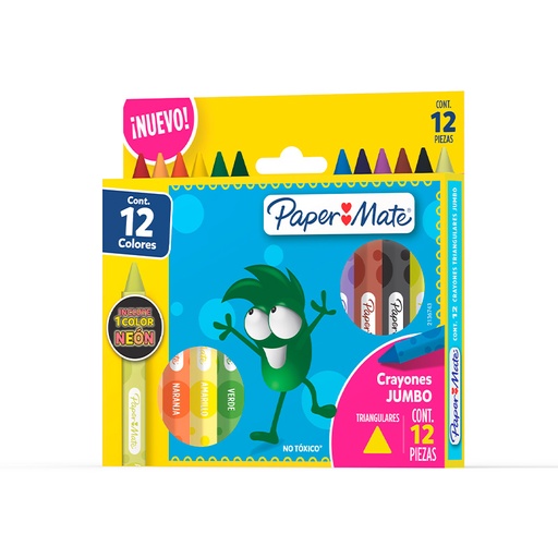 [PAPERCRAMAX] Crayones de cera gruesos Paper Mate Maxi de 12 colores