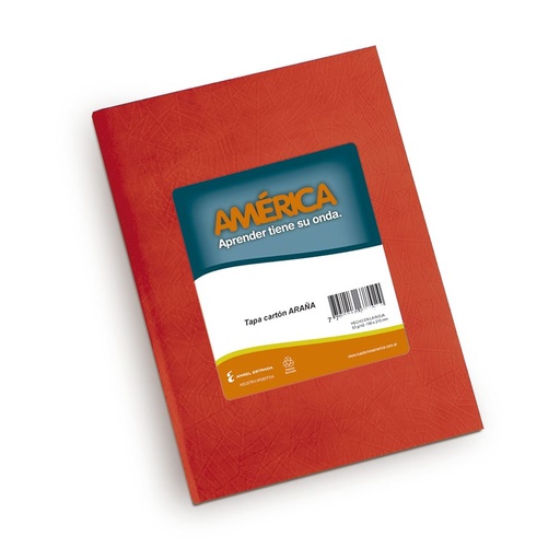 [AMERROJO42RA] Cuaderno América Araña rojo, 16x21cm. 42 hojas rayadas