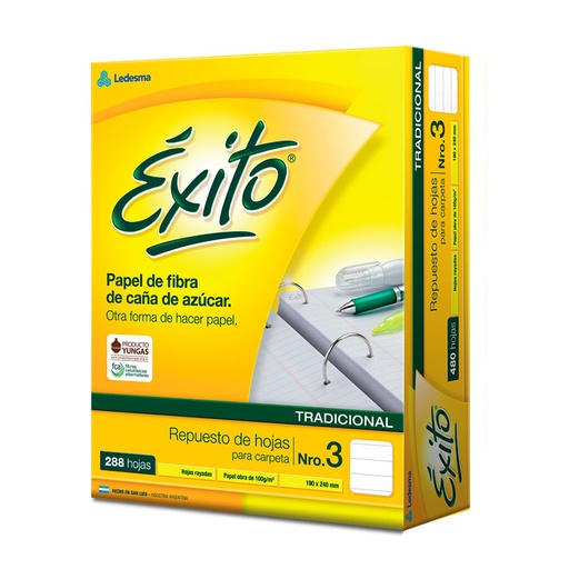 [EXITOREP288R] Repuesto Éxito, 288 hojas rayadas