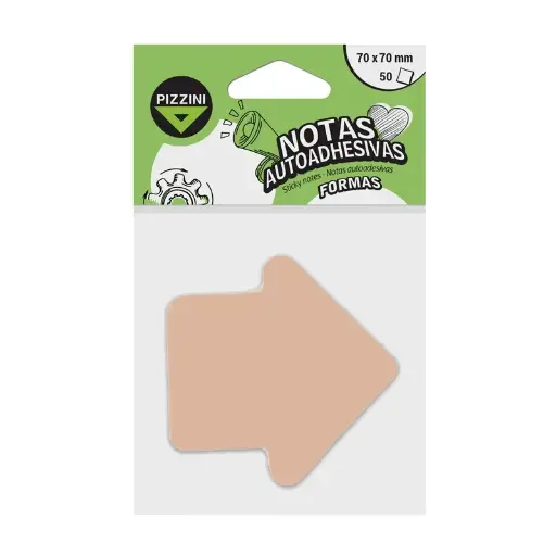 [PIZNOTFLENARP] Notas Autoadhesivas Pizzini Flecha Naranja Pastel, 70 x 70mm. 50 hojas